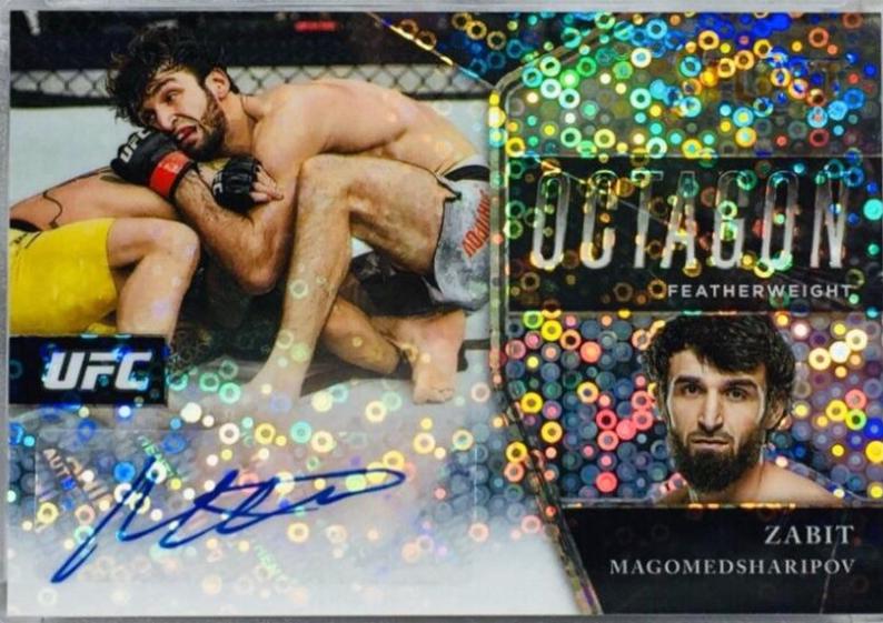 Zabit Magomedsharipov 2021 Panini Select UFC Octagon Action Signatures #14 Disco Prizms