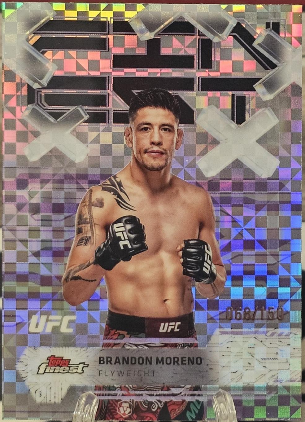 Brandon Moreno 2025 Topps Finest UFC Base Common #58 Purple Checkerboard Refractor