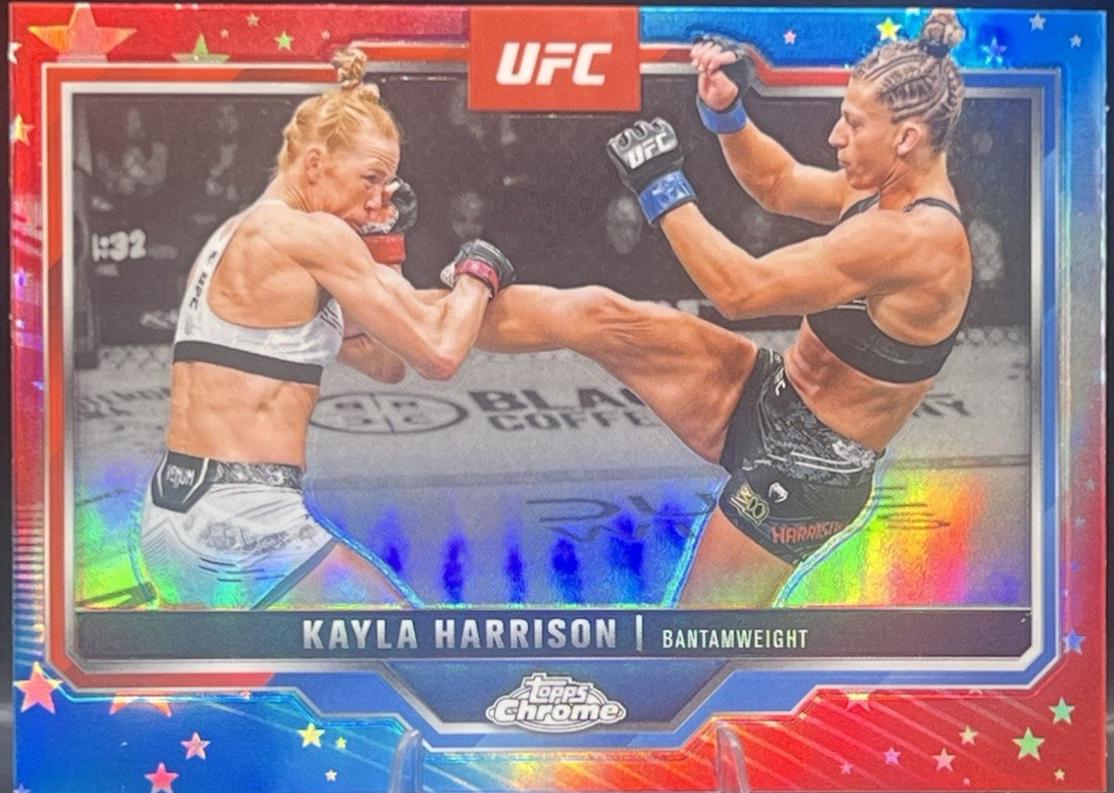 Kayla Harrison 2025 Topps Chrome UFC Base #172 Red & Blue Refractor