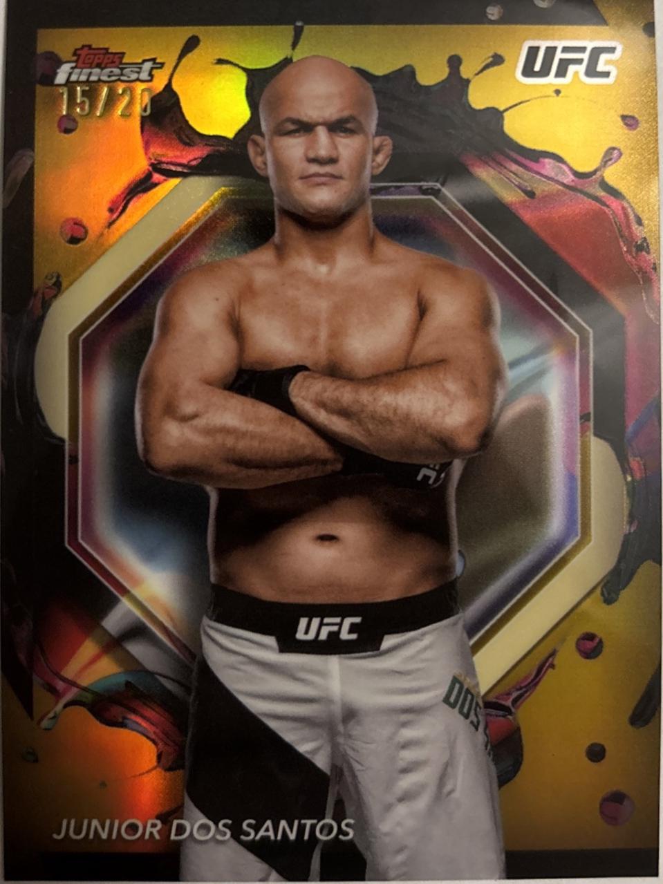 Junior Dos Santos 2024 Topps Finest UFC Base Rare #204 Gold Refractor