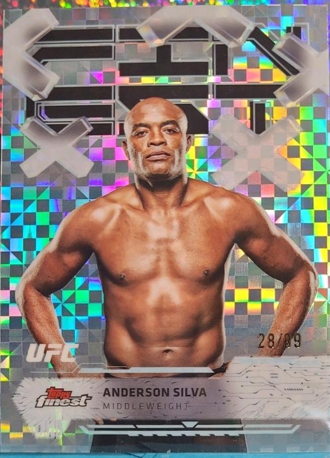 Anderson Silva 2025 Topps Finest UFC Base Common #59 Blue Checkerboard Refractor