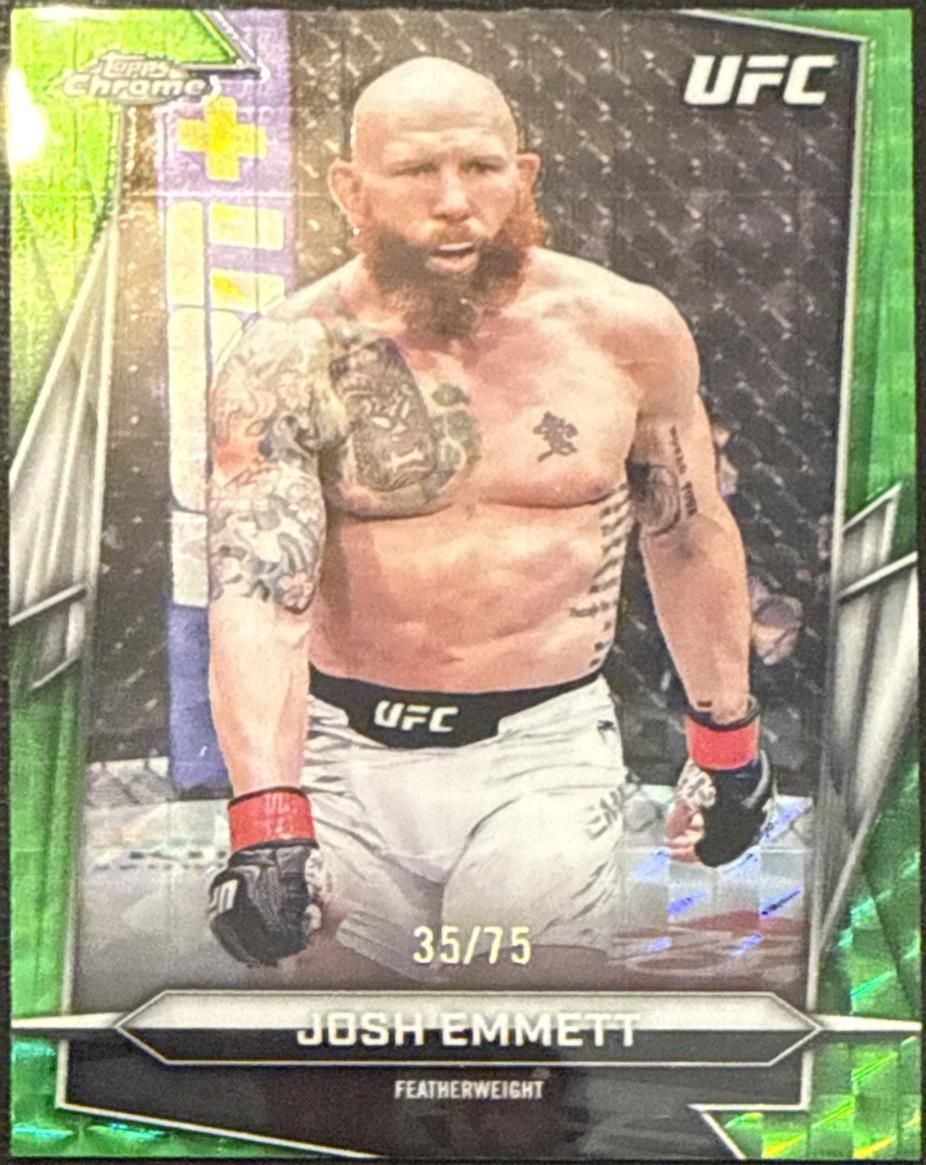 Josh Emmett 2026 Topps Chrome UFC Base #141 Green Geometric Refractor