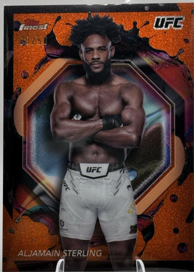 Aljamain Sterling 2024 Topps Finest UFC Base Rare #279 Tangerine Glitter Refractor