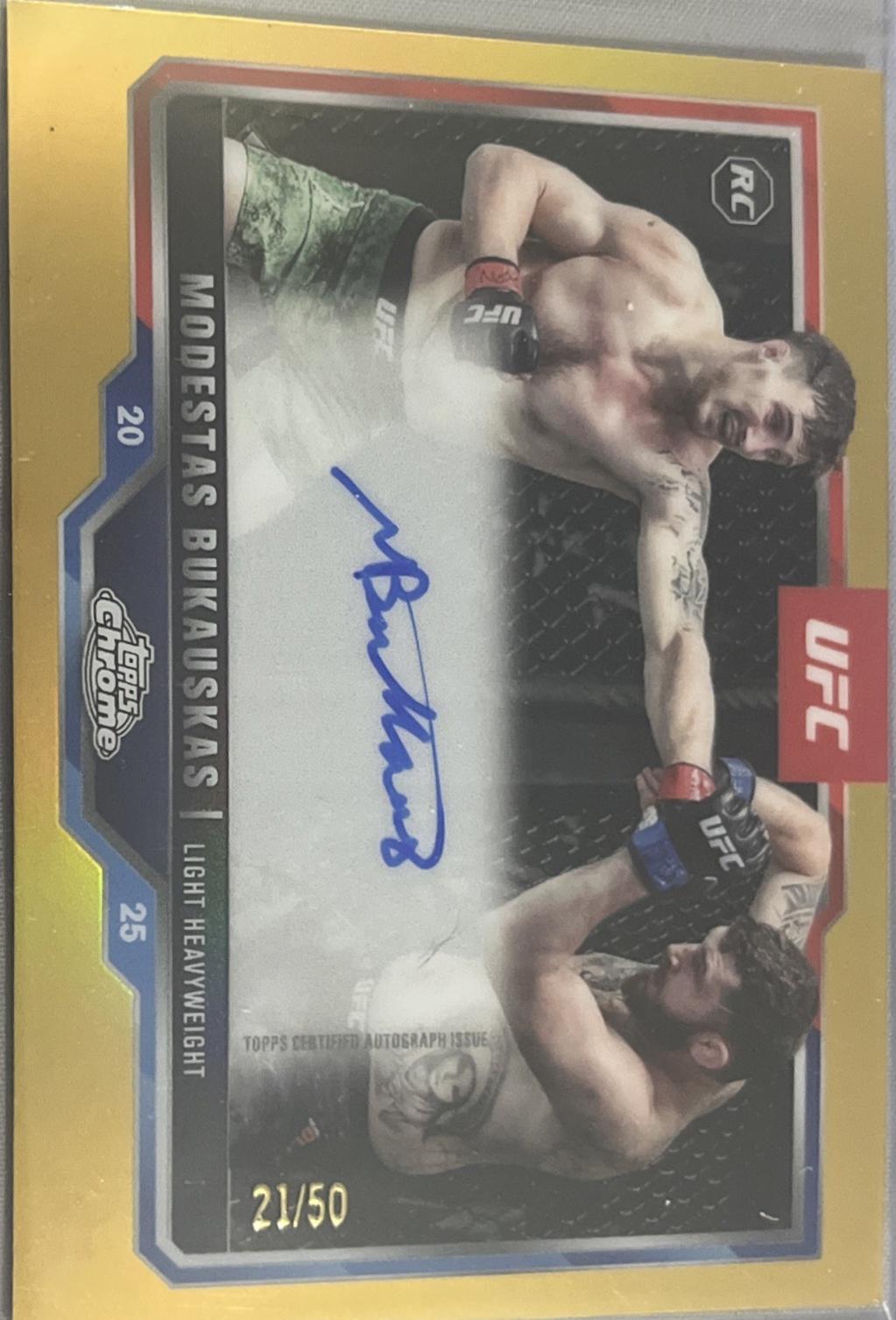 Modestas Bukauskas 2025 Topps Chrome UFC Chrome Rookie Autographs #CRA-MS Gold Refractor