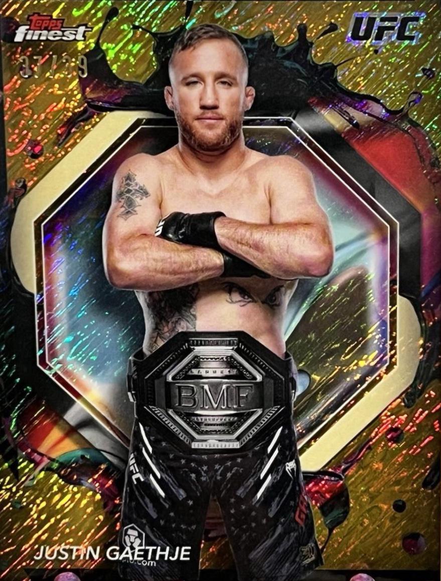 Justin Gaethje 2024 Topps Finest UFC Base Rare #264 Gold Shimmer Refractor
