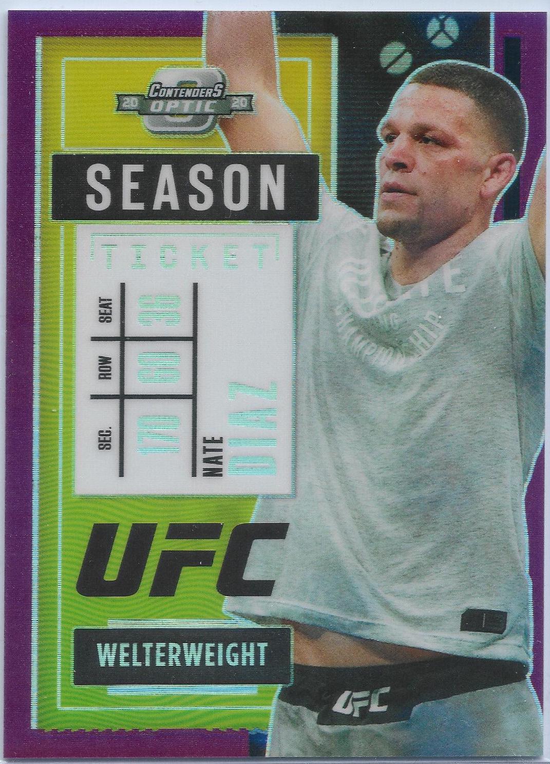 Nate Diaz 2021 Panini Chronicles UFC Base Contenders Optic Season Ticket #275 Purple