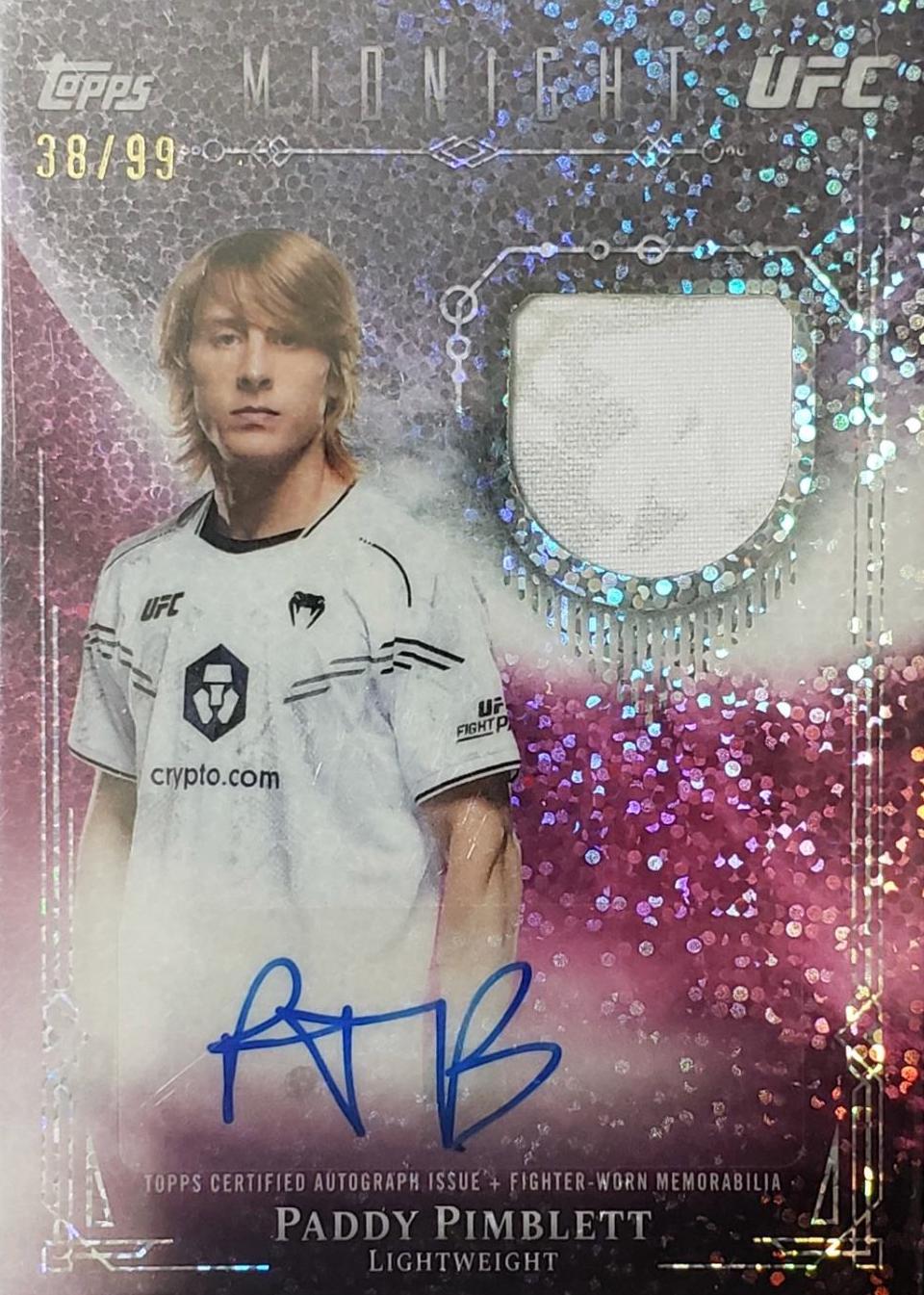 Paddy Pimblett 2026 Topps Midnight UFC Relic Autographs #VRA-PP Twilight