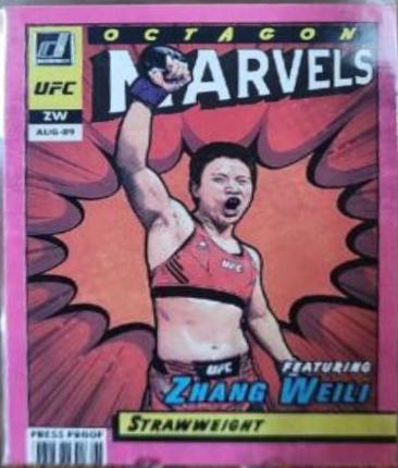 Zhang Weili 2022 Panini Donruss UFC Octagon Marvels #19 Press Proof Pink