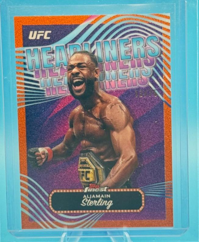 Aljamain Sterling 2024 Topps Finest UFC Headliners #HDL-1 Tangerine Glitter Refractor