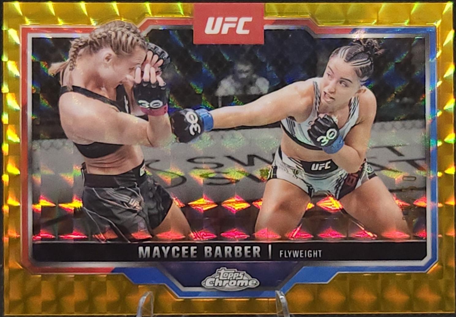 Maycee Barber 2025 Topps Chrome UFC Base #187 Gold Geometric Refractor