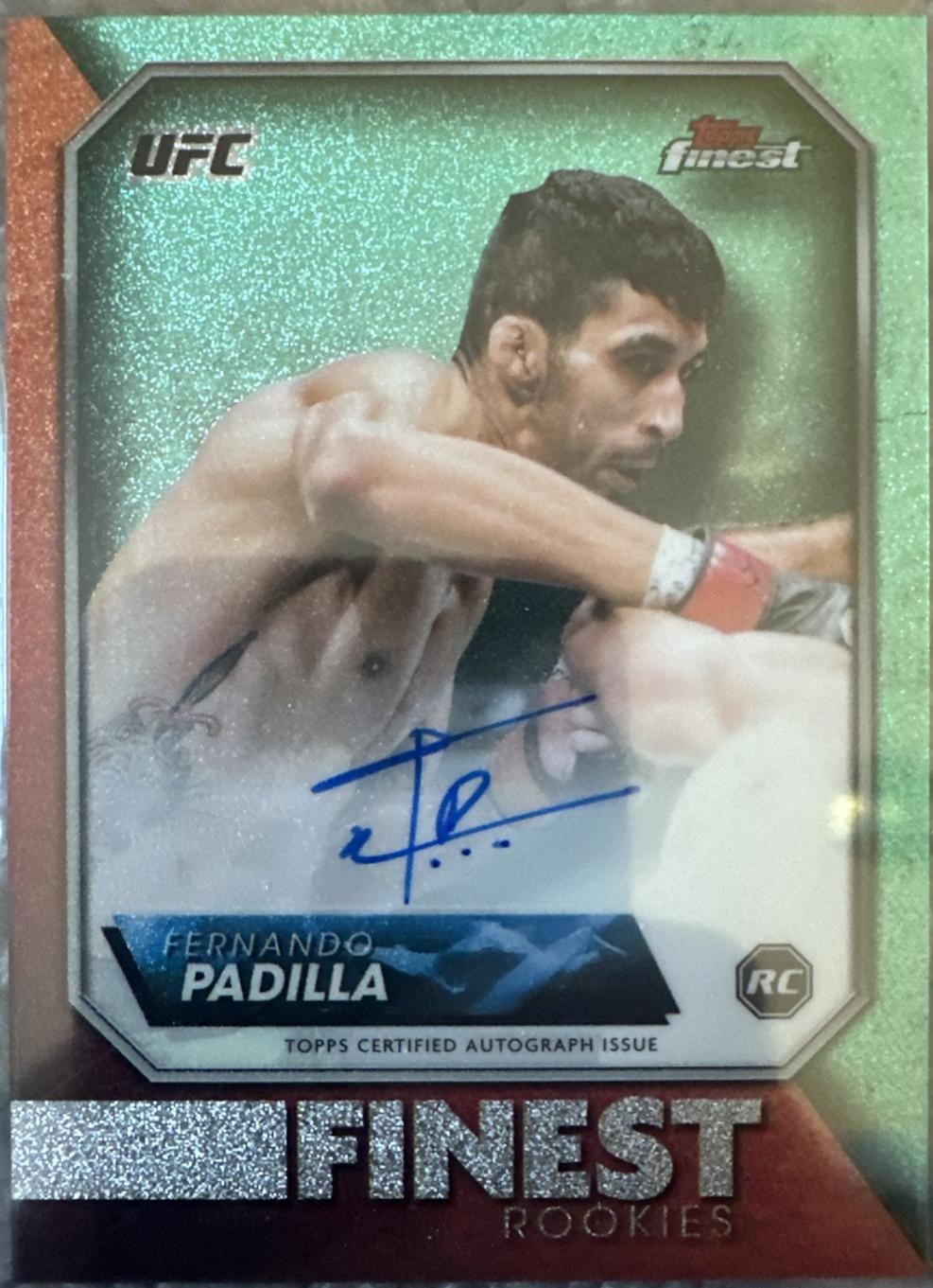 Fernando Padilla 2024 Topps Finest UFC Rookie Finest Autographs #RFA-FP Aqua Glitter Refractor