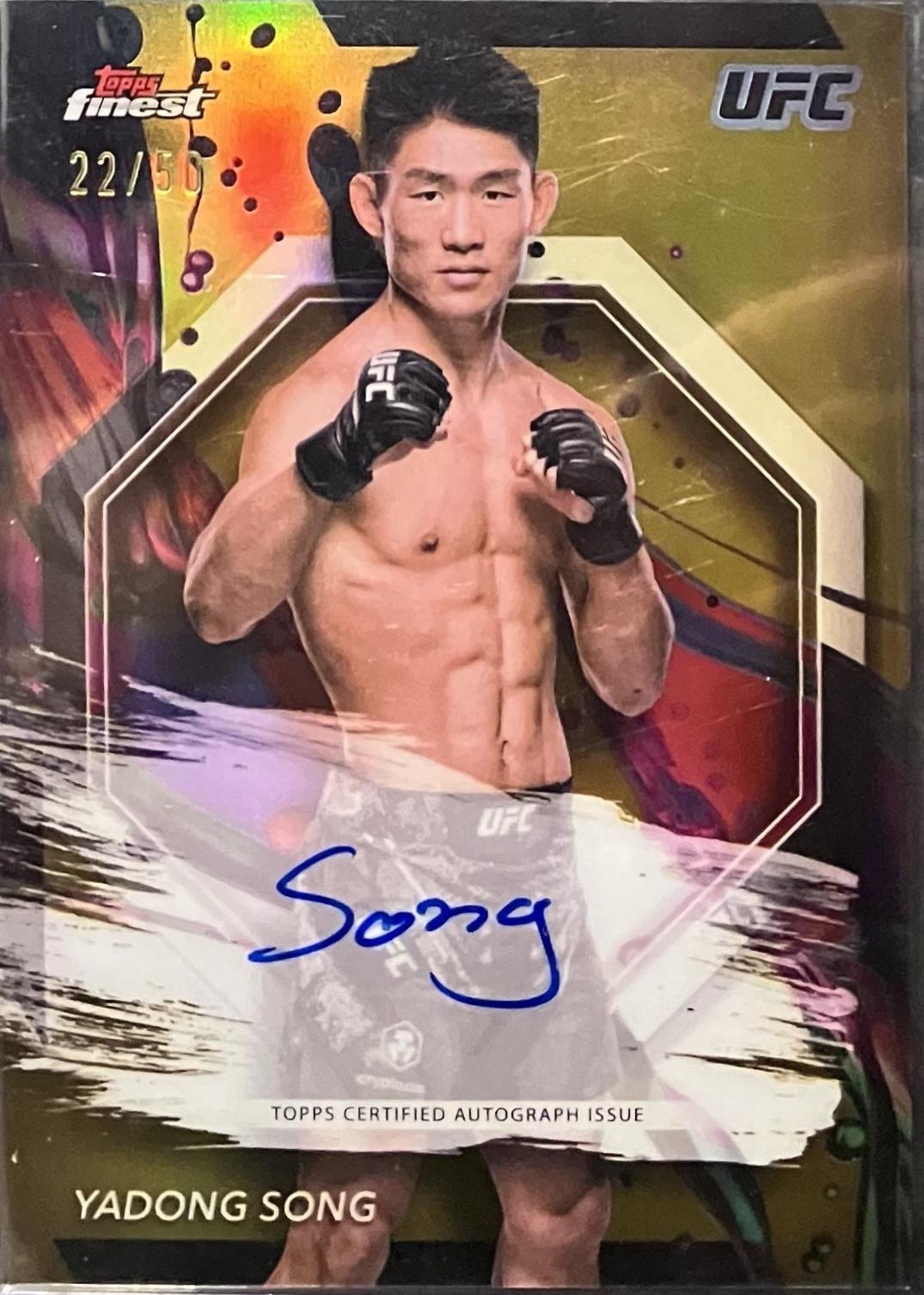 Song Yadong 2024 Topps Finest UFC Finest Autographs #FA-YGS Gold Refractor