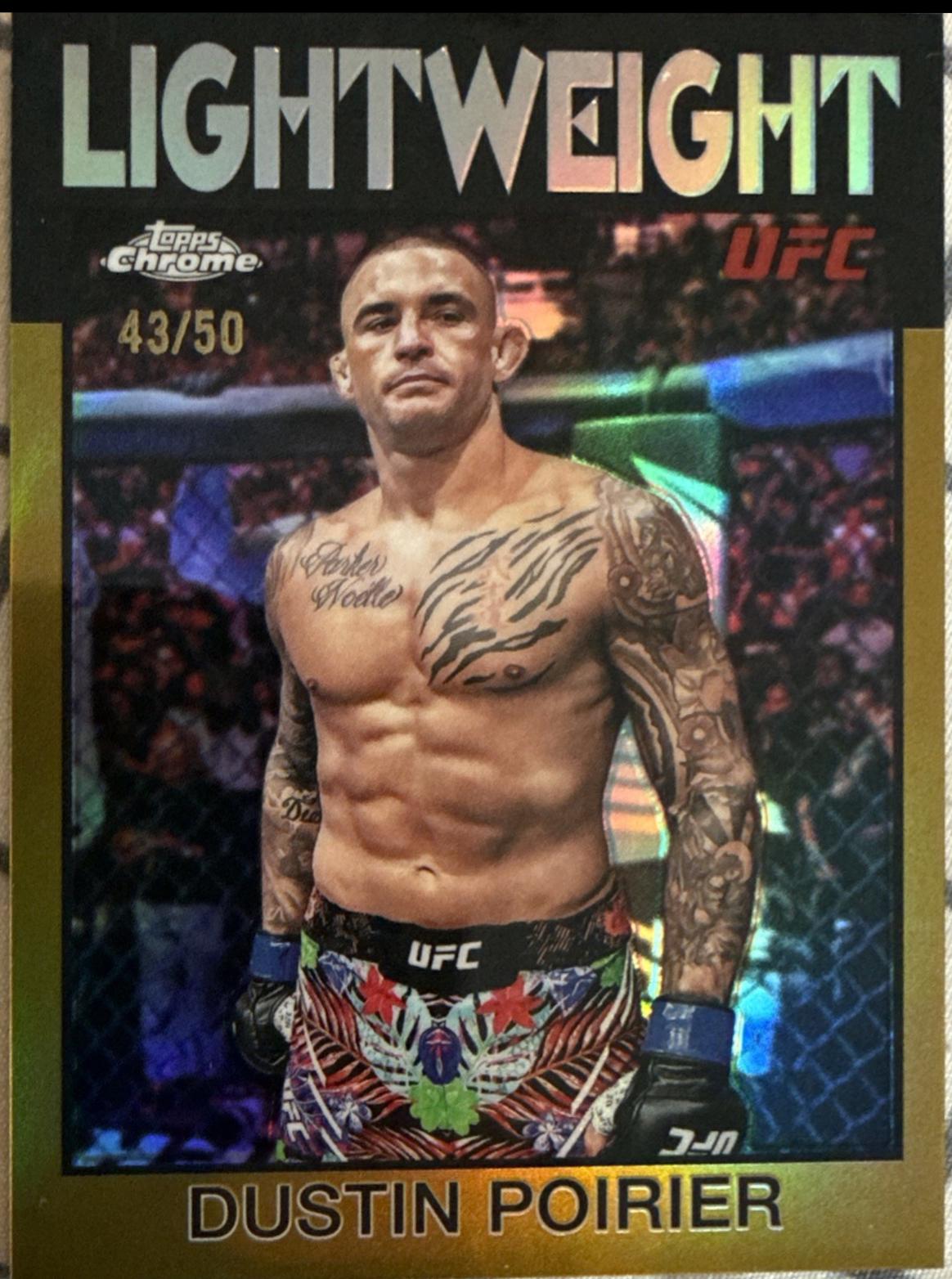 Dustin Poirier 2026 Topps Chrome UFC 1986 Topps #86-11 Gold Refractor