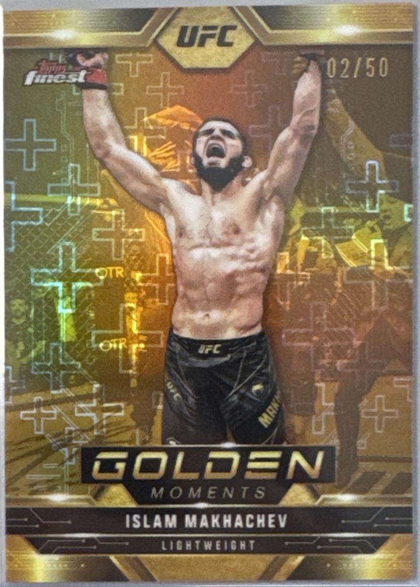 Islam Makhachev 2025 Topps Finest UFC Golden Moments #GM-12 Gold Refractor
