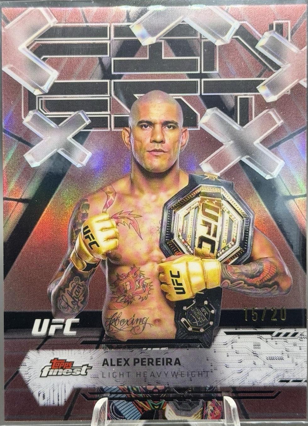 Alex Pereira 2025 Topps Finest UFC Base Common #80 Red Black Vapor Refractor