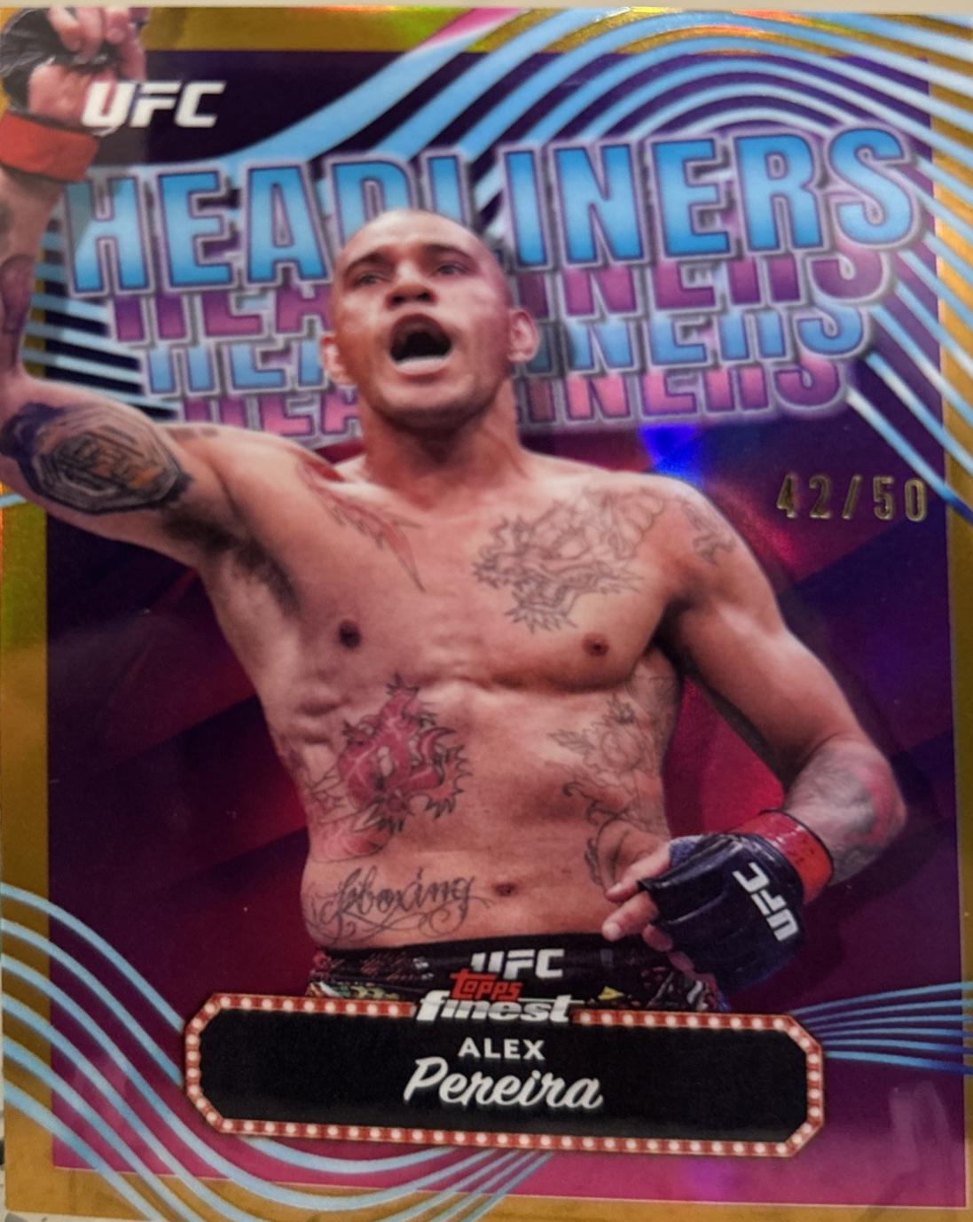 Alex Pereira 2024 Topps Finest UFC Headliners #HDL-7 Gold Refractor