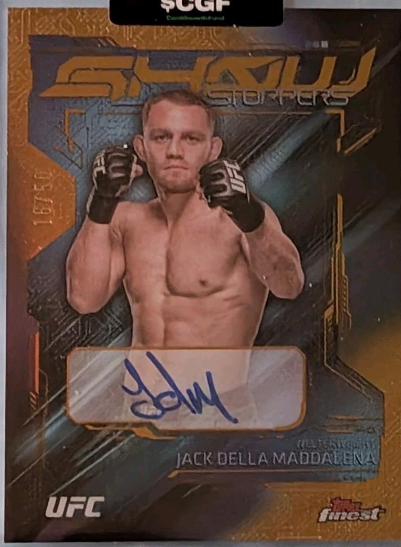 Jack Della Maddalena 2025 Topps Finest UFC Showstopper Autographs #SSA-JM Gold Refractor