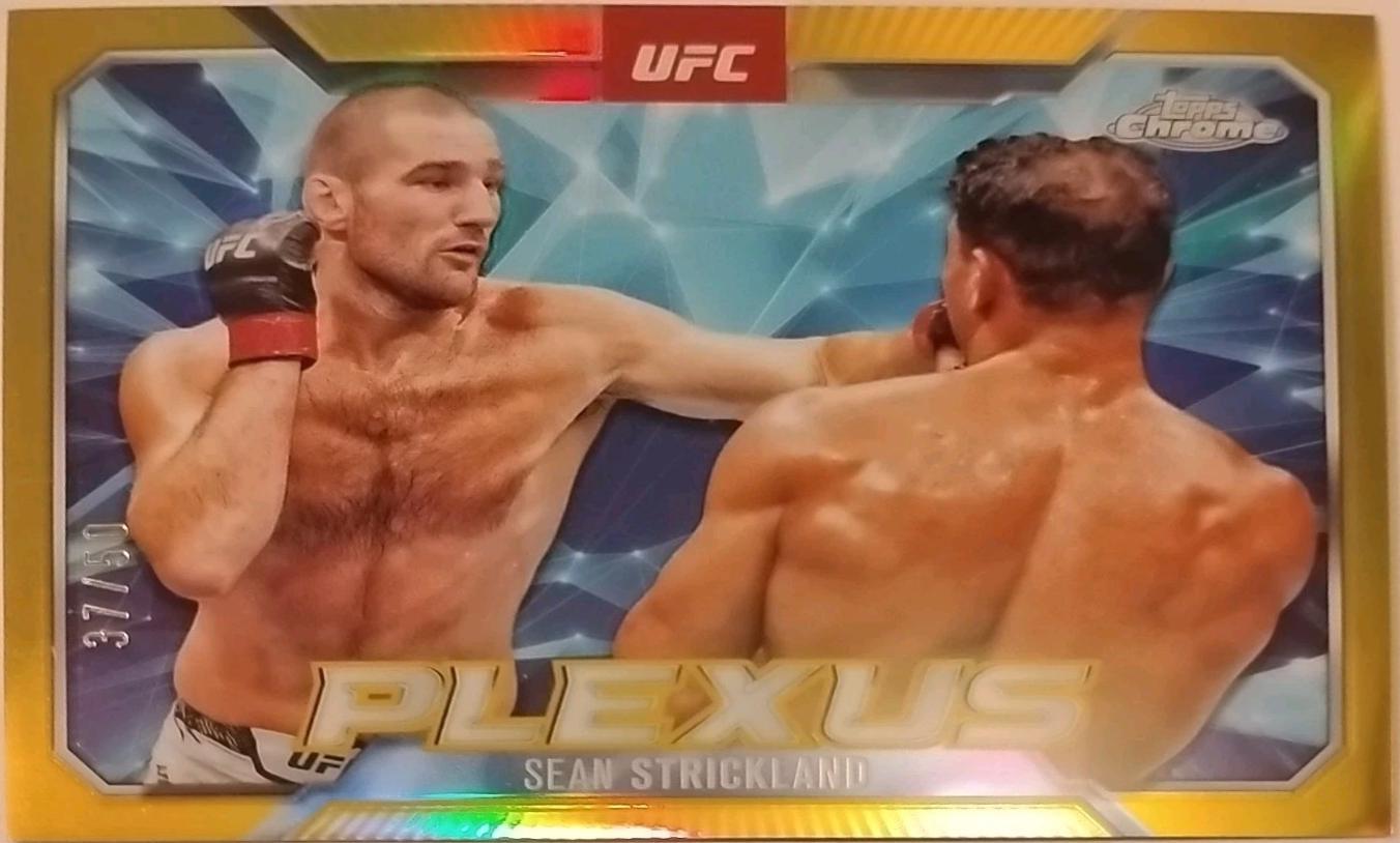 Sean Strickland 2025 Topps Chrome UFC Plexus #PLX-10 Gold Refractor