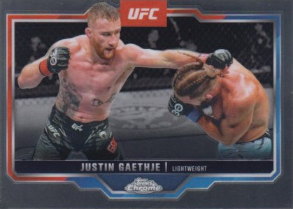 Justin Gaethje 2025 Topps Chrome UFC Base #138 Red Geometric Refractor