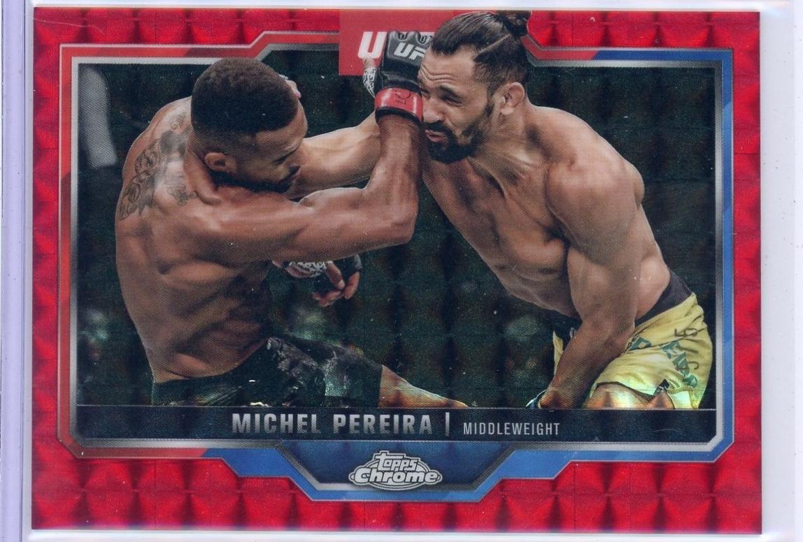 Michel Pereira 2025 Topps Chrome UFC Base #160 Red Geometric Refractor