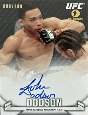 John Dodson 2013 Topps UFC Knockout Knockout Autographs #KA-JD Red Ink Nickname