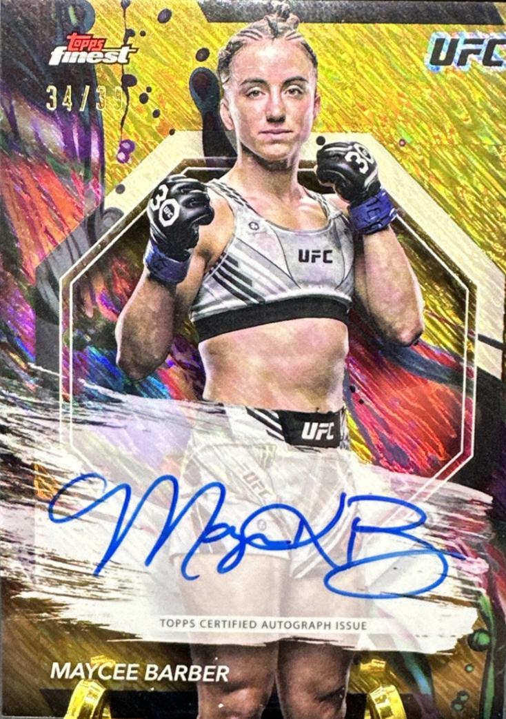 Maycee Barber 2024 Topps Finest UFC Finest Autographs #FA-MEB Gold Shimmer Refractor