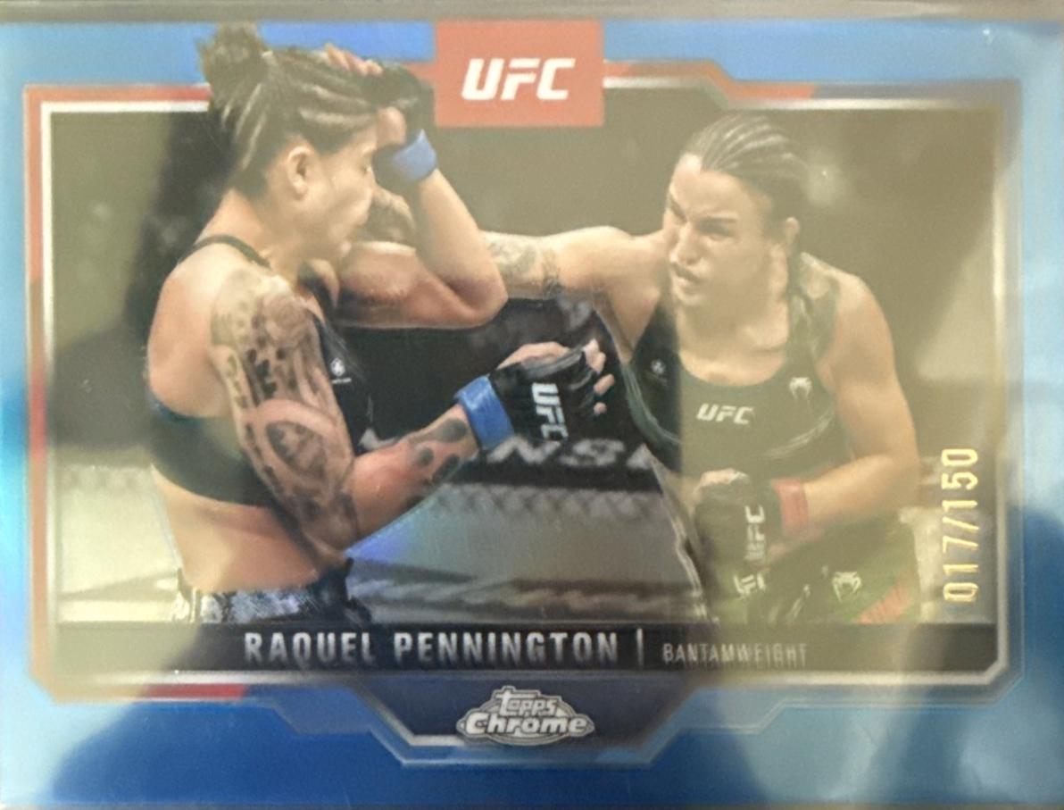 Raquel Pennington 2025 Topps Chrome UFC Base #156 Blue Refractor