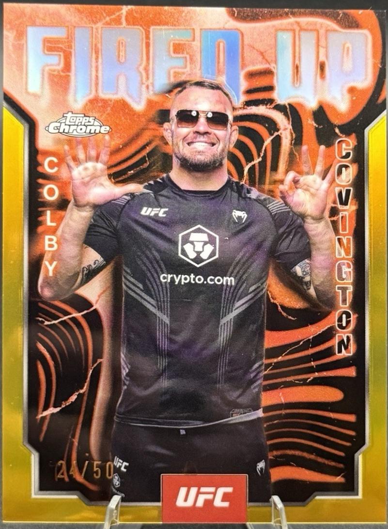 Colby Covington 2025 Topps Chrome UFC Fired Up #FUP-21 Gold Refractor