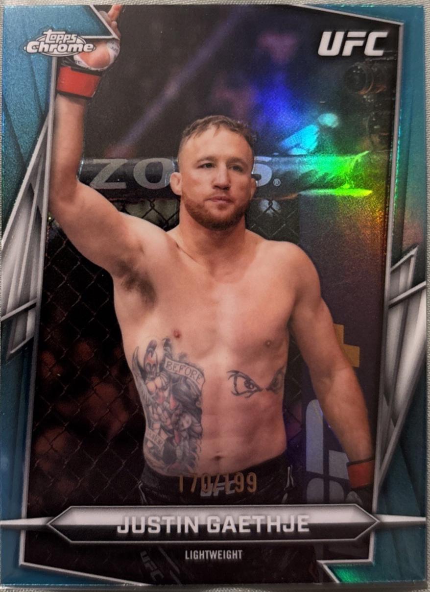 Justin Gaethje 2026 Topps Chrome UFC Base #39 Aqua Refractor
