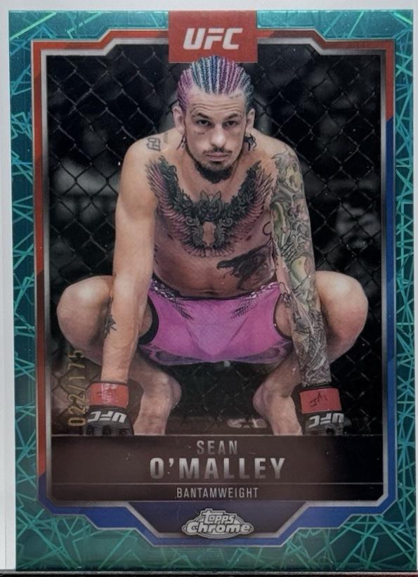 Sean O'Malley 2025 Topps Chrome UFC Base #1 Teal Lazer Refractor