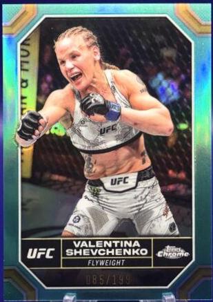 Valentina Shevchenko 2024 Topps Chrome UFC Base #190 Aqua Refractor