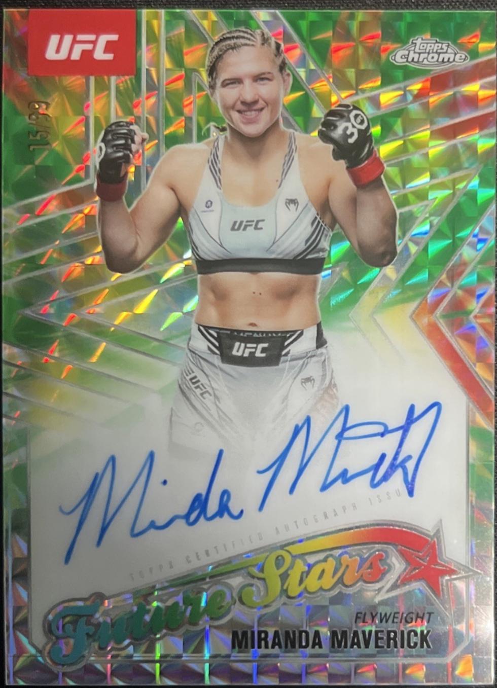 Miranda Maverick 2025 Topps Chrome UFC Future Stars Autographs #FSA-MM Geometric Green Refractor