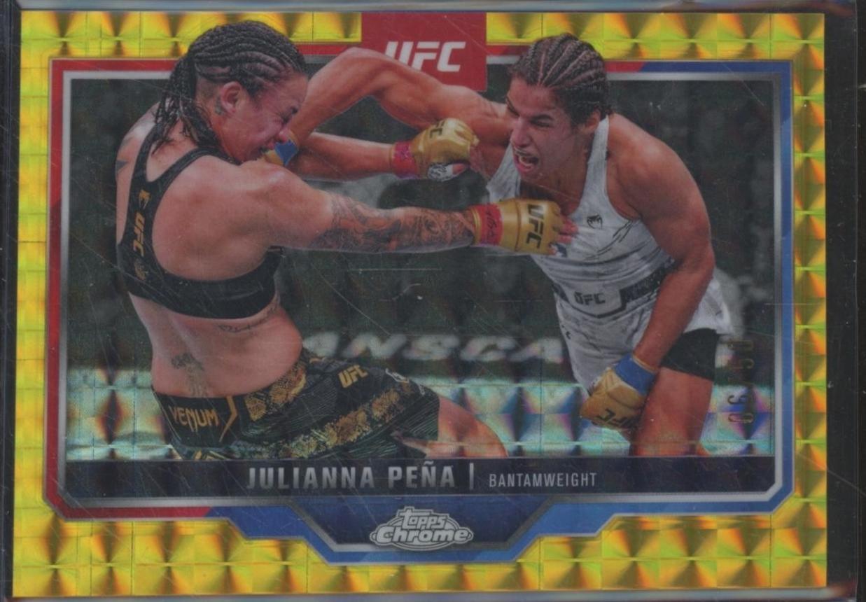 Julianna Peña 2025 Topps Chrome UFC Base #142 Gold Geometric Refractor