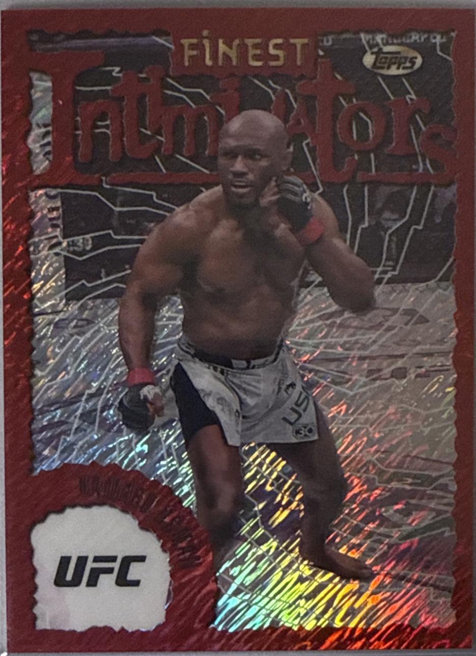 Kamaru Usman 2024 Topps Finest UFC Intimidators #INT-12 Red Shimmer Refractor