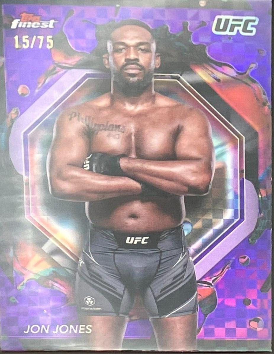 Jon Jones 2024 Topps Finest UFC Base Rare #214 Purple Checkerboard Refractor