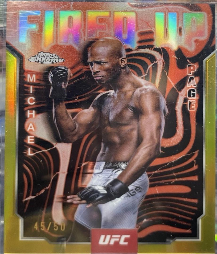 Michael Page 2025 Topps Chrome UFC Fired Up #FUP-5 Gold Refractor