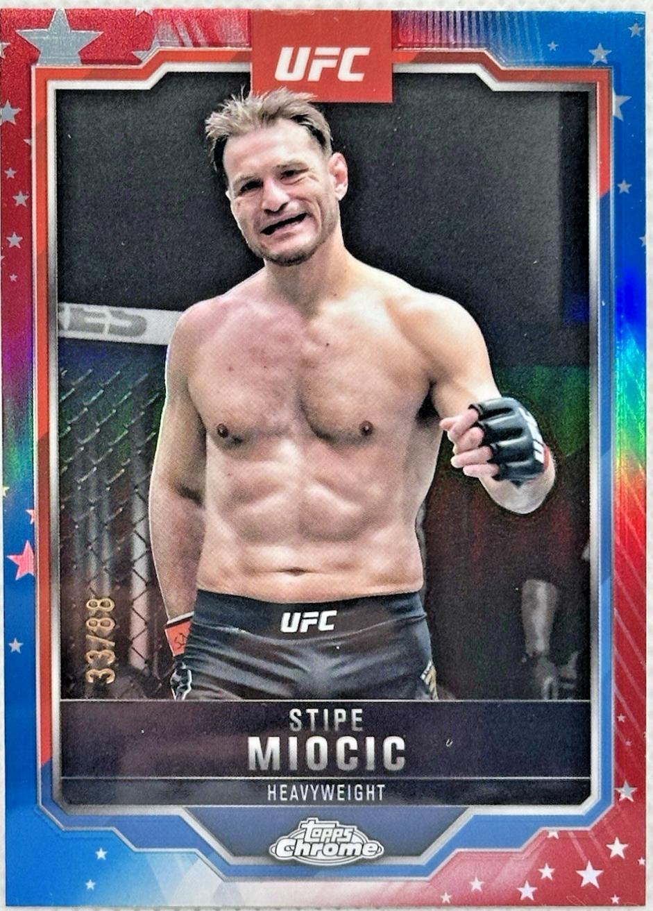 Stipe Miocic 2025 Topps Chrome UFC Base #122 Red White Blue Refractor
