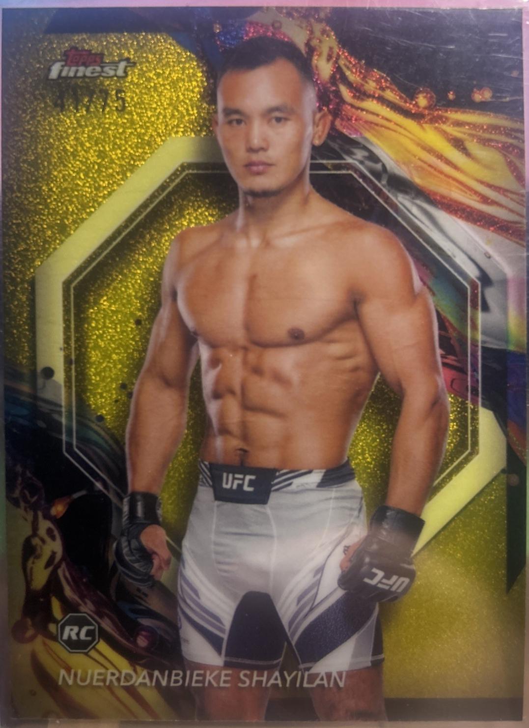 Shayilan Nuerdanbieke 2024 Topps Finest UFC Base Uncommon #178 Yellow Glitter Refractor