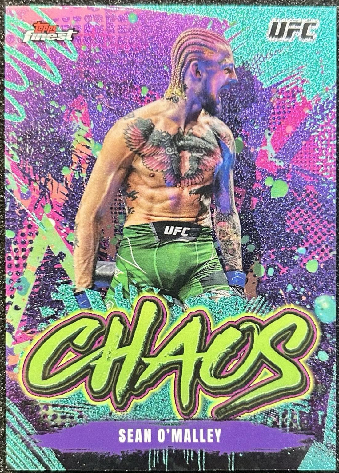 Sean O'Malley 2024 Topps Finest UFC Chaos #CHA-21 Aqua Glitter Refractor