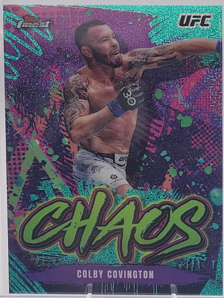 Colby Covington 2024 Topps Finest UFC Chaos #CHA-4 Aqua Glitter Refractor