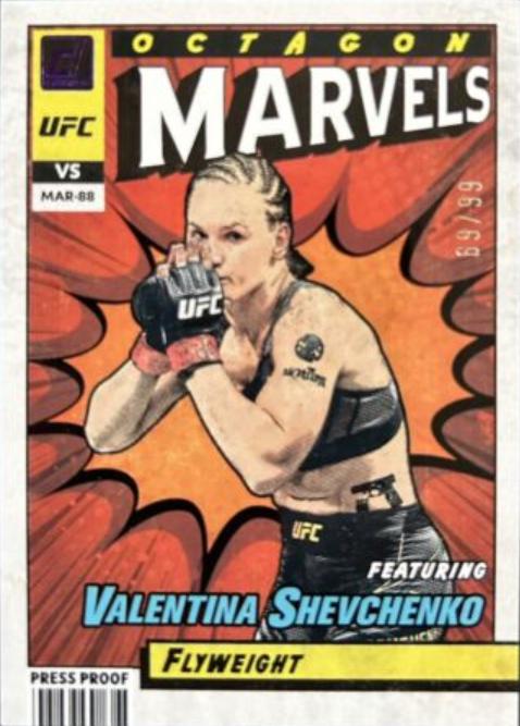 Valentina Shevchenko 2022 Panini Donruss UFC Octagon Marvels #17 Press Proof Purple