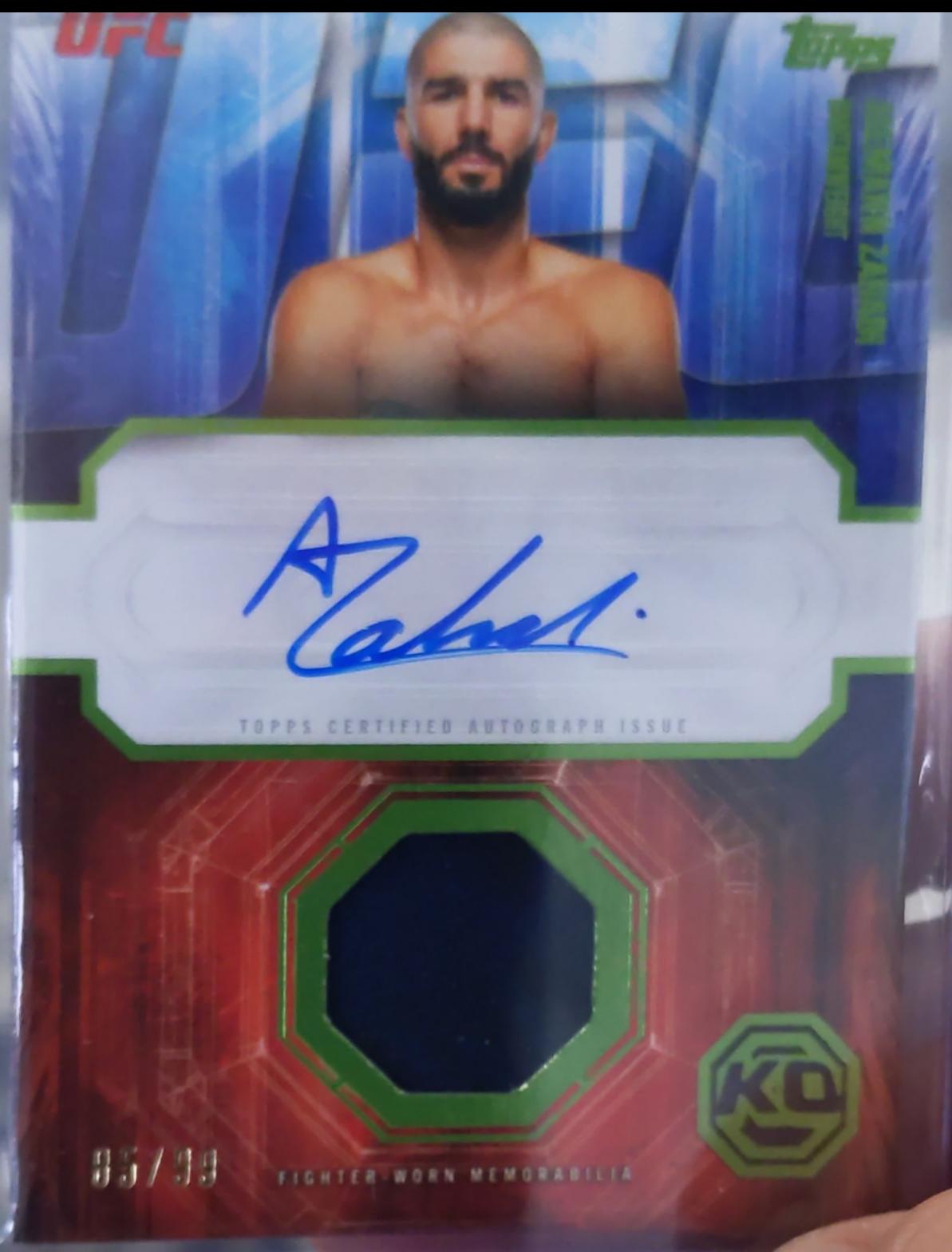 Aiemann Zahabi 2026 Topps Knockout UFC Knockout Autograph Relics #KAR-AZ Lime Green