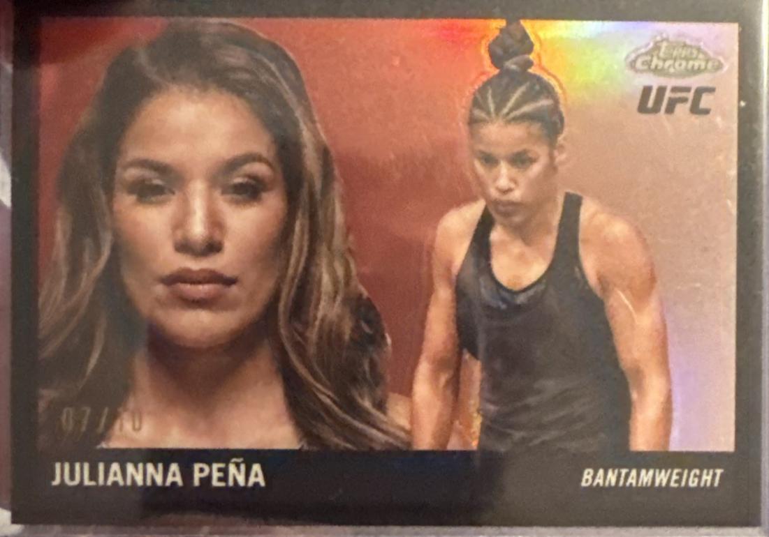 Julianna Peña 2025 Topps Chrome UFC 1955 Topps #55T-8 Black Refractor
