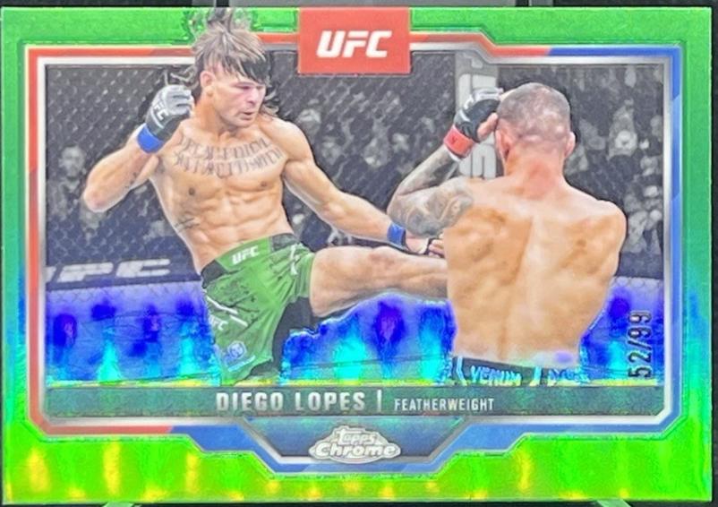 Diego Lopes 2025 Topps Chrome UFC Base #140 Green Refractor