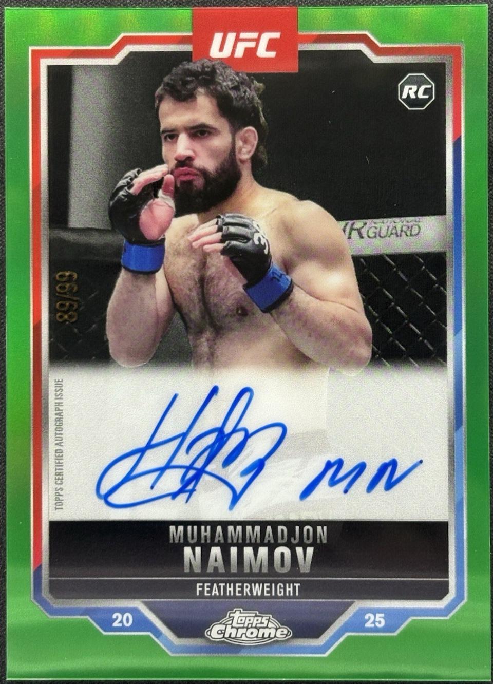 Muhammadjon Naimov 2025 Topps Chrome UFC Chrome Rookie Autographs #CRA-MN Green Refractor