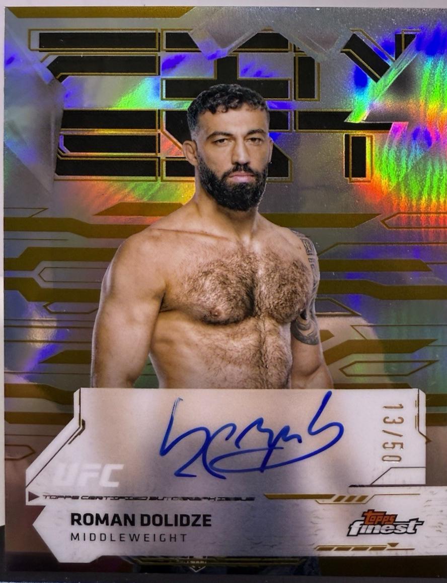 Roman Dolidze 2025 Topps Finest UFC Finest Autographs #FA-RD Gold Refractor