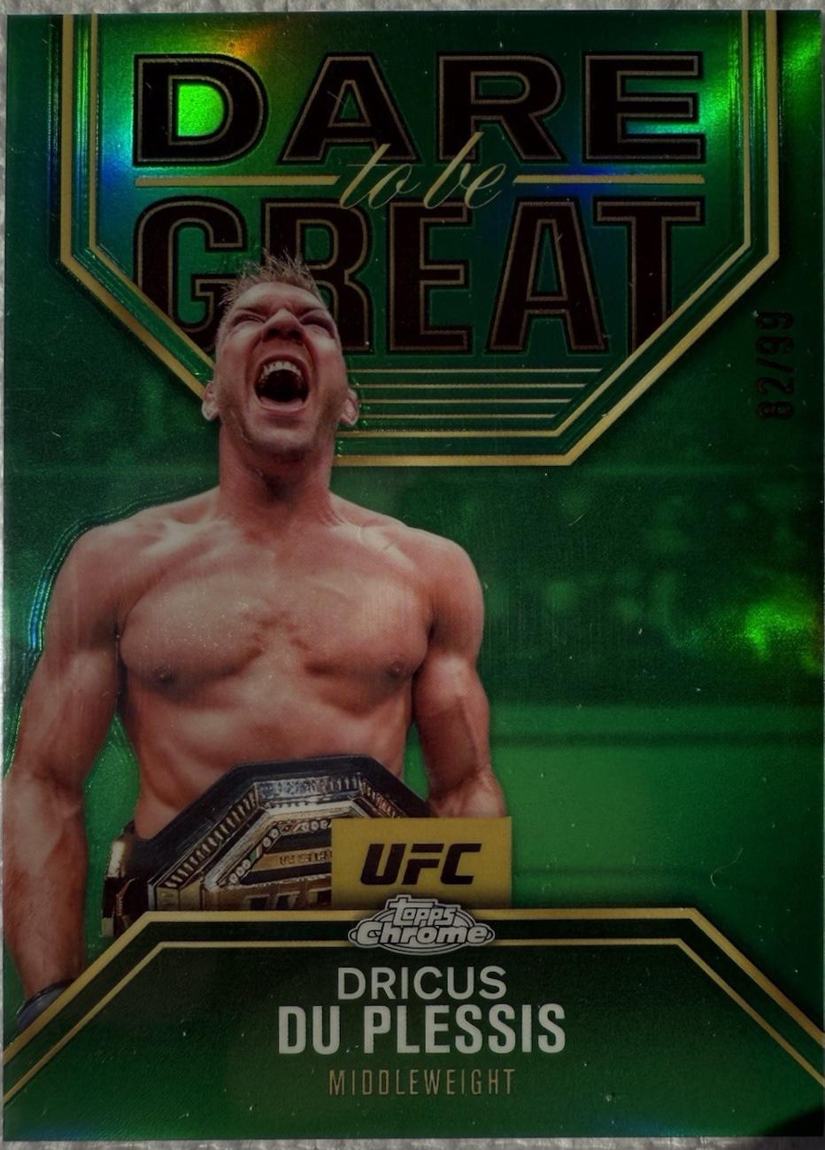 Dricus Du Plessis 2025 Topps Chrome UFC Dare to Be Great #DBG-5 Green Refractor