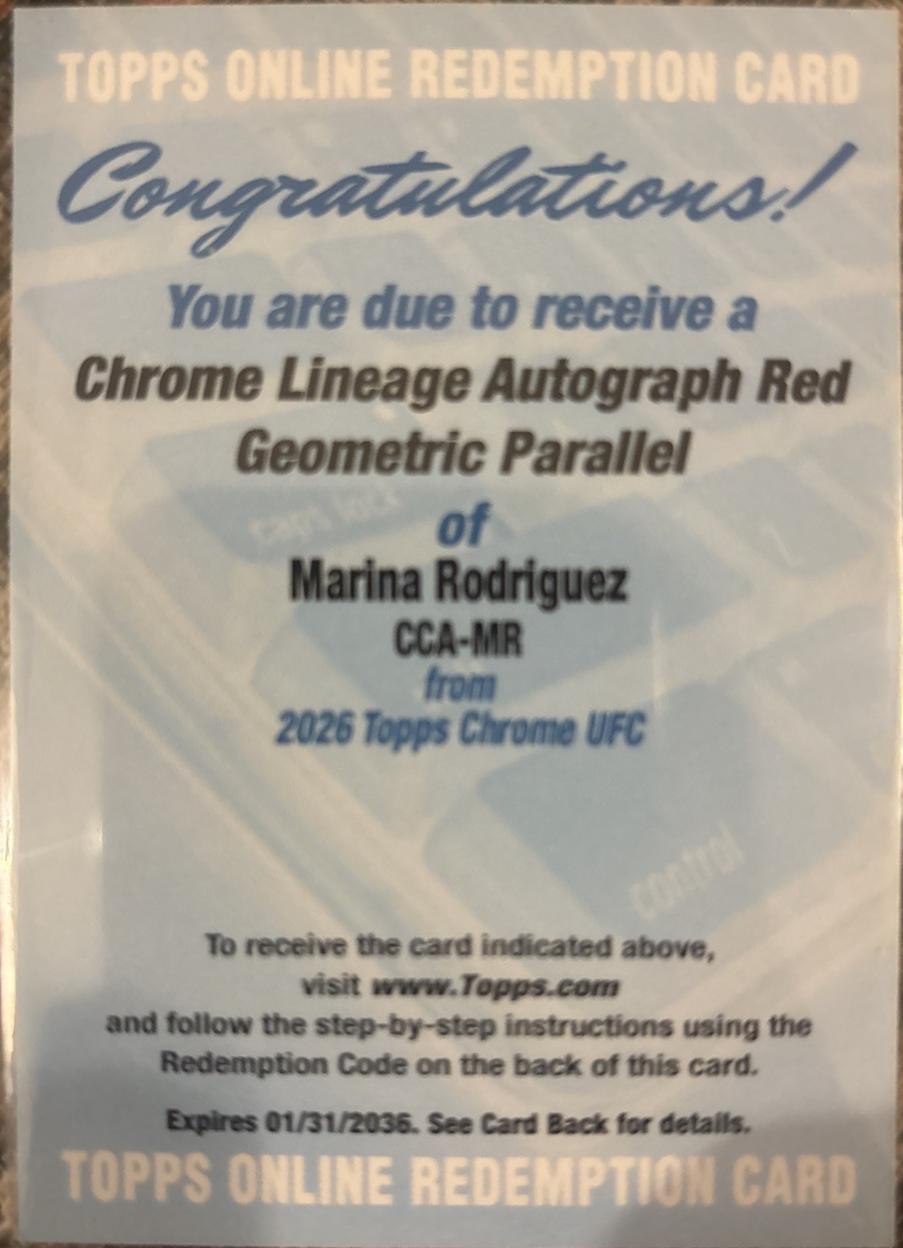 Marina Rodriguez 2026 Topps Chrome UFC Chrome Lineage Autographs #CCA-MR Red Geometric Refractor