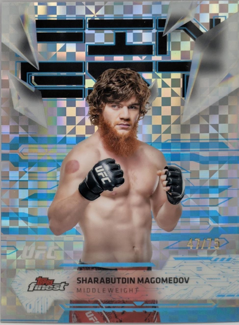 Shara Magomedov 2025 Topps Finest UFC Base Uncommon #114 Blue Checkerboard Refractor