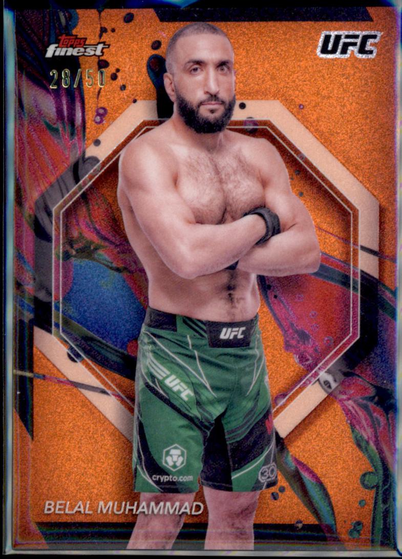 Belal Muhammad 2024 Topps Finest UFC Base Common #37 Tangerine Glitter Refractor